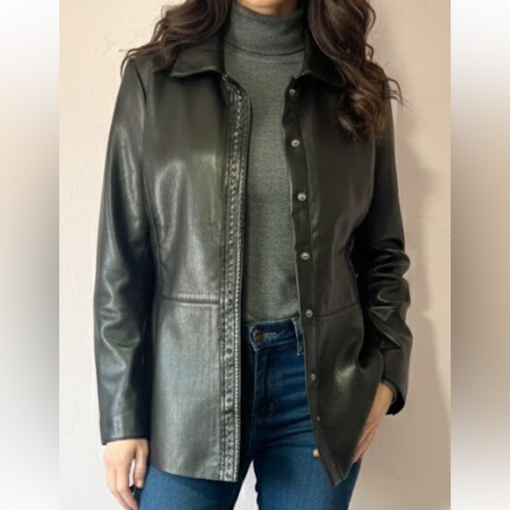 Chico's Dark Leather Jacket